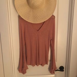 FreePeople bell sleeve thin hippy slimming top